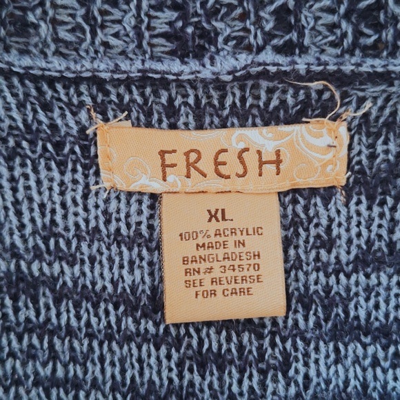 Fresh Womens XL Cardigan Blue Marled Knit Long Sleeve Sweater Work Office Casual - Picture 7 of 8